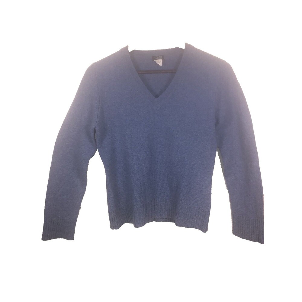 Women’s J Crew Sz M 100% Lambs Wool Pullover Crewneck Sweater Blue comfy cozy